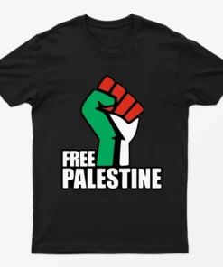 Black Free Palestine Power Fist T-Shirt