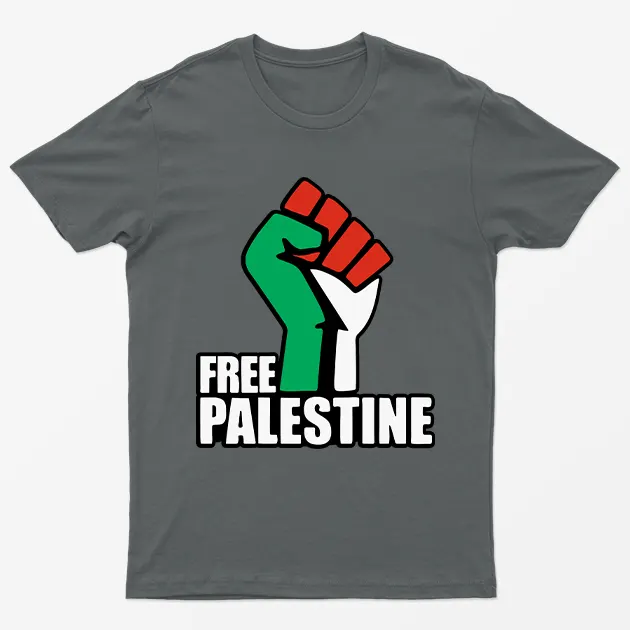 Charcoal Free Palestine Power Fist T-Shirt