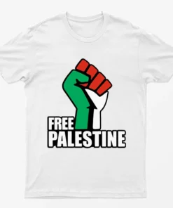 White Free Palestine Power Fist T-Shirt