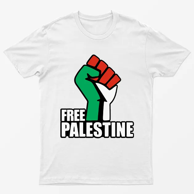 White Free Palestine Power Fist T-Shirt