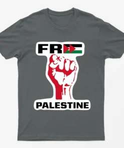 Charcoal Free Palestine Raise Your Fists T-Shirt