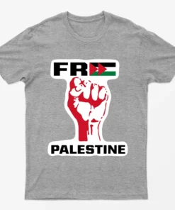 Sport Grey Free Palestine Raise Your Fists T-Shirt