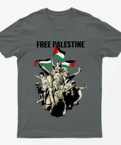 Charcoal Free Palestine Raise Your Flags T-Shirt