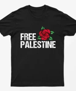 Black Free Palestine Rose T-Shirt