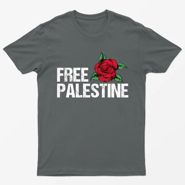 Charcoal Free Palestine Rose T-Shirt