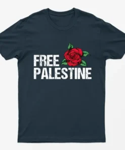 Navy Blue Free Palestine Rose T-Shirt