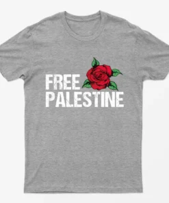Sport Grey Free Palestine Rose T-Shirt