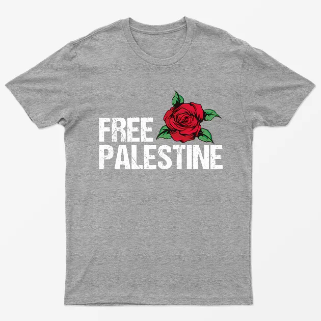 Sport Grey Free Palestine Rose T-Shirt
