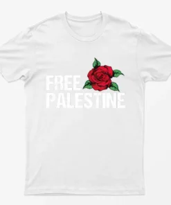 White Free Palestine Rose T-Shirt