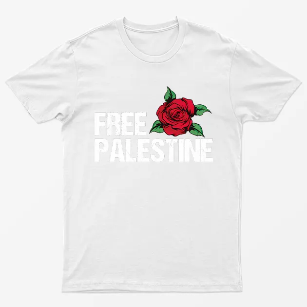 White Free Palestine Rose T-Shirt
