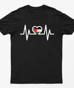 Black Free Palesting Heart Beats T-Shirt