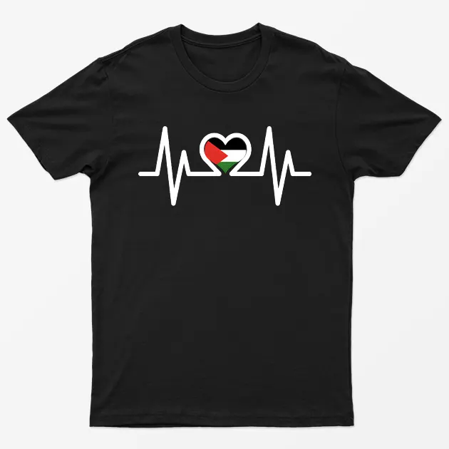 Black Free Palesting Heart Beats T-Shirt