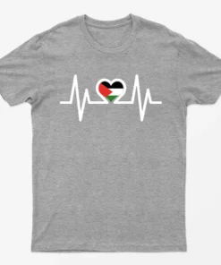 Sport Grey Free Palesting Heart Beats T-Shirt