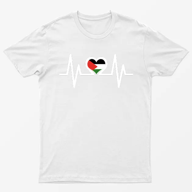 White Free Palesting Heart Beats T-Shirt