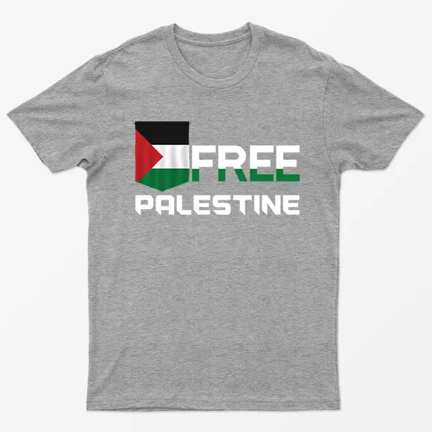 Sport Grey Freedom For Palestine Graphic T-Shirt
