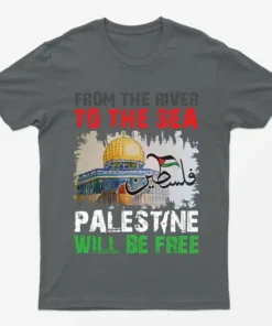 Charcoal From River To Sea Free Palestine Graphic T-Shirt