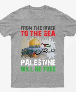 Sport Grey From River To Sea Free Palestine Graphic T-Shirt
