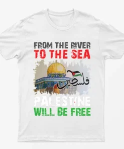 White From River To Sea Free Palestine Graphic T-Shirt
