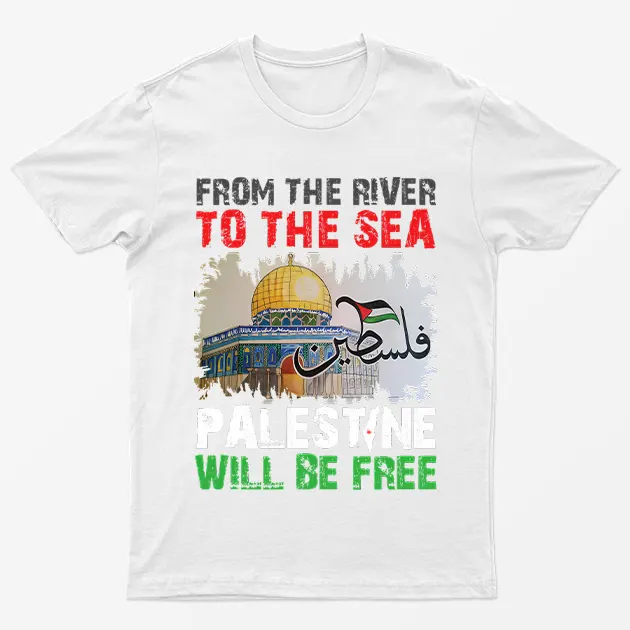 White From River To Sea Free Palestine Graphic T-Shirt