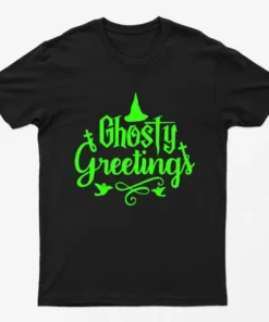 Black Glowing Ghosty Greetings T-Shirt