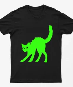 Black Glowing Green Cat T-Shirt