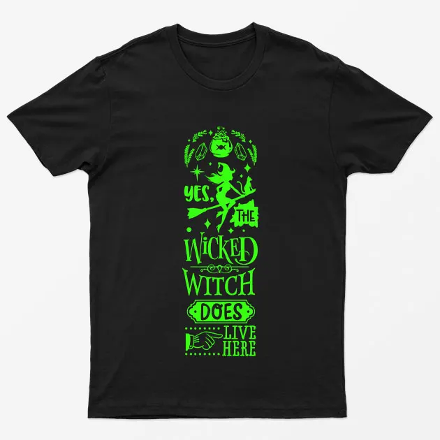 Black Glowing Wicked Witch Does Live Here T-Shirt