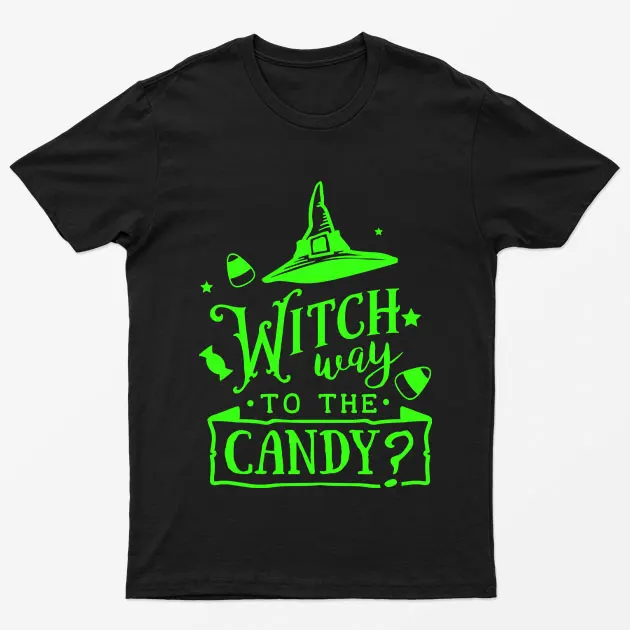 Black Glowing Witch way to the Candy T-Shirt