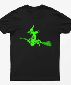 Black Glowing Witchy Flight Graphic T-Shirt