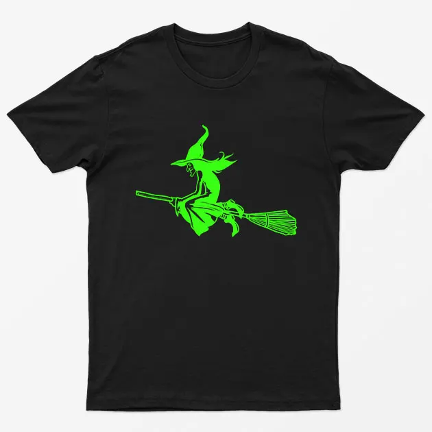 Black Glowing Witchy Flight Graphic T-Shirt