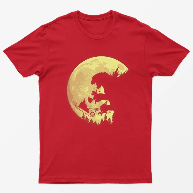 Red Godzilla Christmas Moon T-Shirt