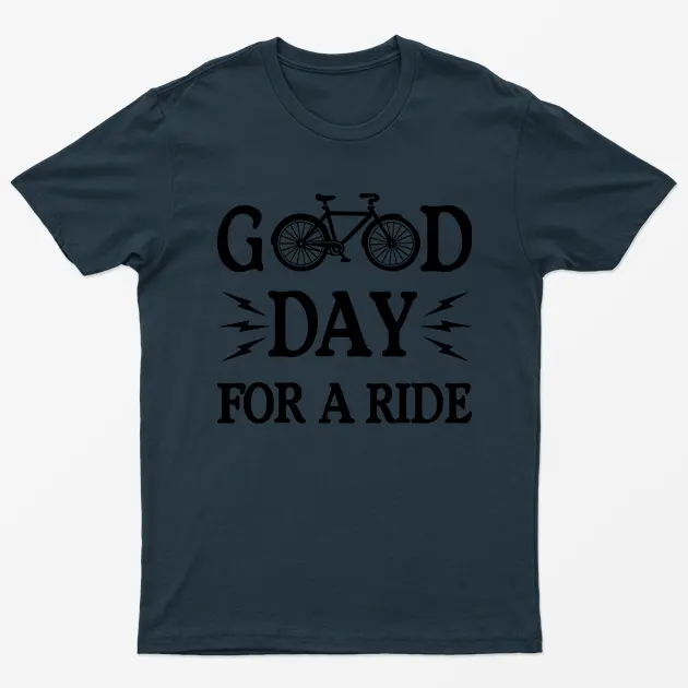 Navy Blue Good Day For A Ride Bicycle T-Shirt