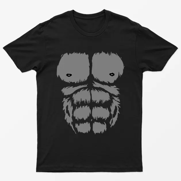 Black Gorilla Chest Abs Camping Graphic T-Shirt