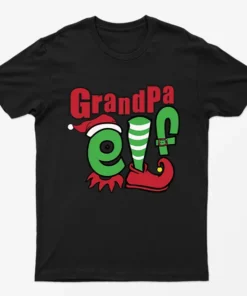 Black Grandpa Elf Christmas T-Shirt