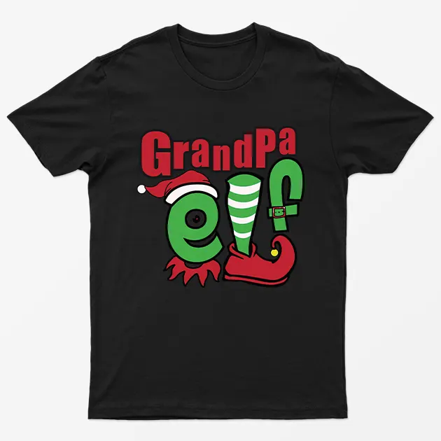 Black Grandpa Elf Christmas T-Shirt