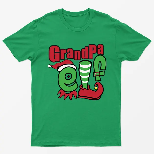 Irish Green Grandpa Elf Christmas T-Shirt