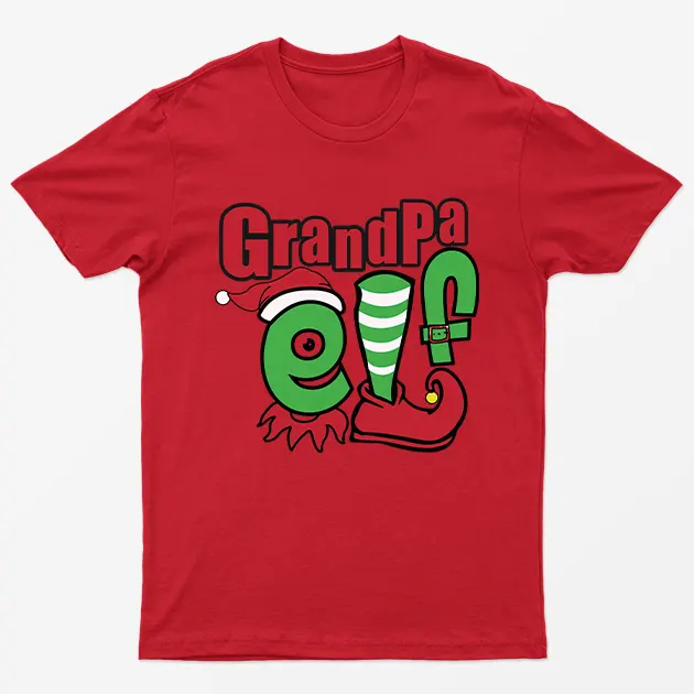 Red Grandpa Elf Christmas T-Shirt
