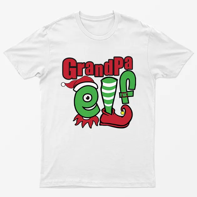 White Grandpa Elf Christmas T-Shirt