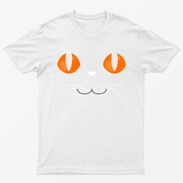 White Halloween Cat Face T-Shirt