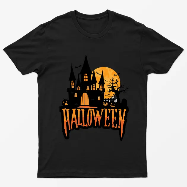 Black Halloween House Graphic T-Shirt