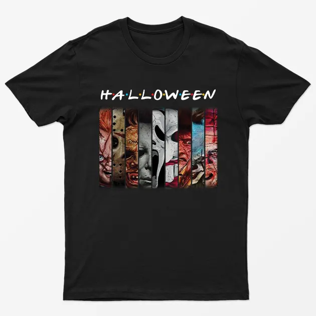 Black Halloween Villians Graphic T-Shirt