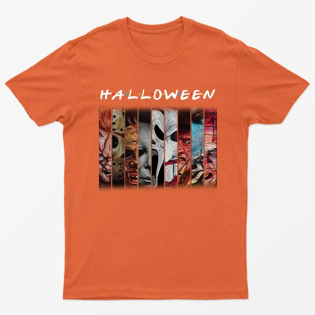 Orange Halloween Villians Graphic T-Shirt