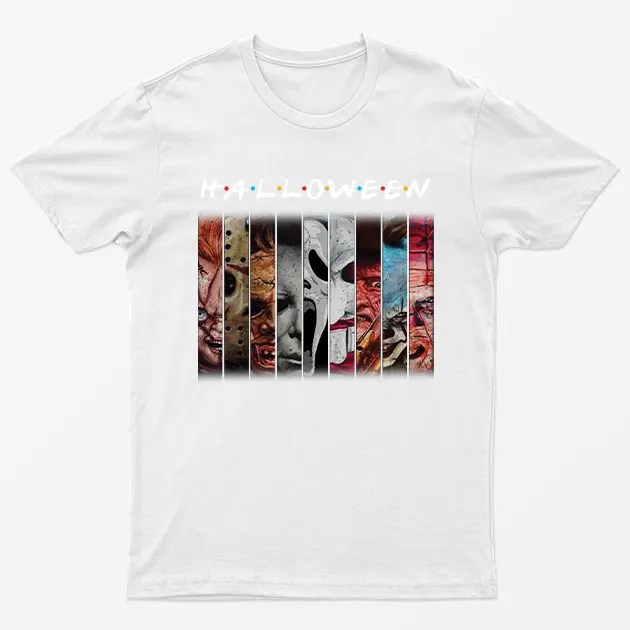 White Halloween Villians Graphic T-Shirt