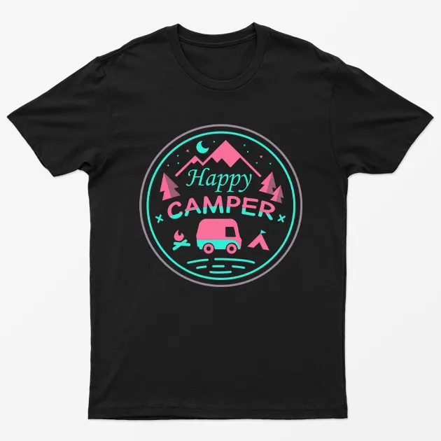 Black Happy Camper Graphic T-Shirt
