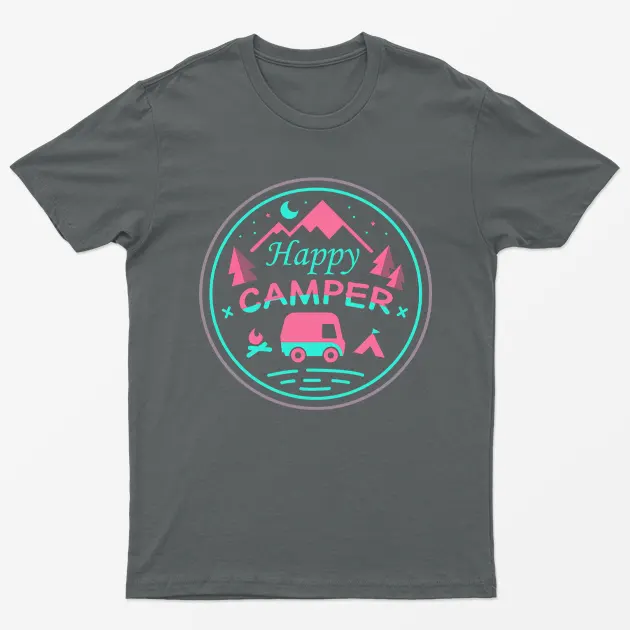 Charcoal Happy Camper Graphic T-Shirt