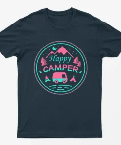 Navy Blue Happy Camper Graphic T-Shirt