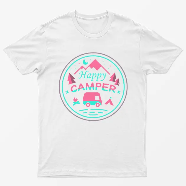 White Happy Camper Graphic T-Shirt