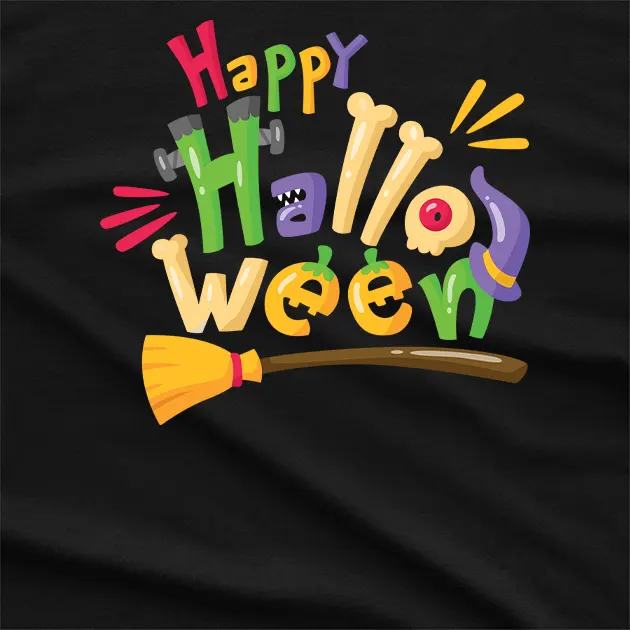 Happy Halloween Broom Kids T-Shirt