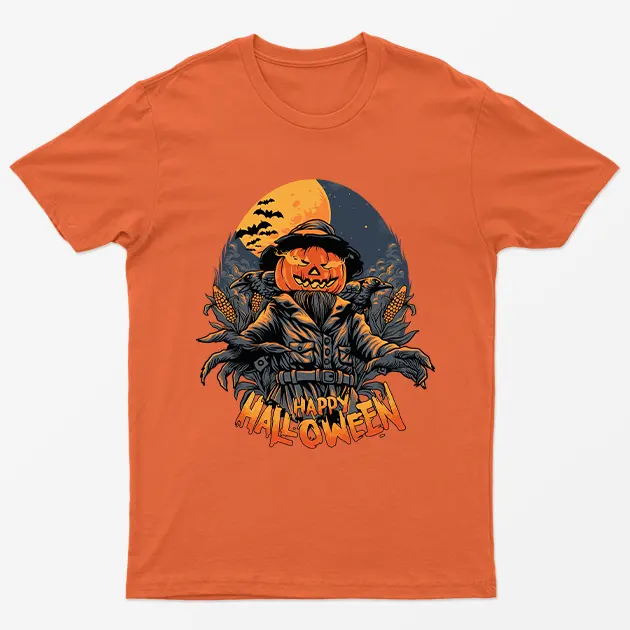 Orange Happy Halloween Pumpkin Field T-Shirt