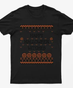 Black Happy Halloween Witches T-Shirt