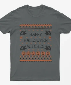 Charcoal Happy Halloween Witches T-Shirt